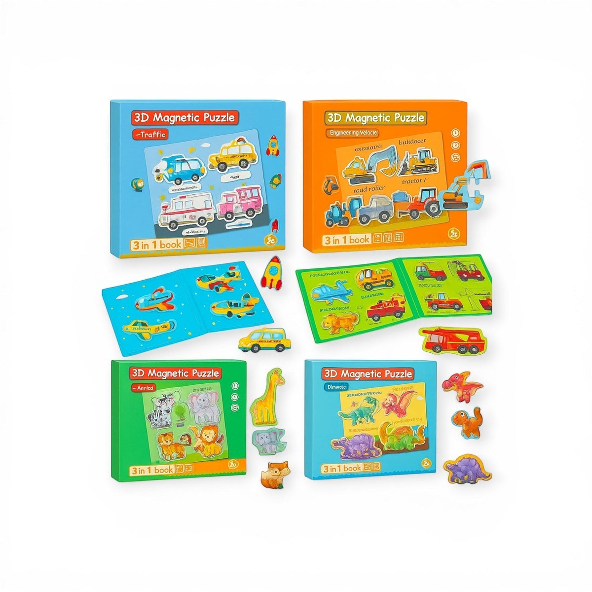 Montessori Magnetic Story Puzzle Books, 4 Pack