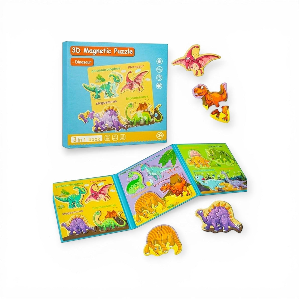 Montessori Magnetic Story Puzzle Books, Dinosaur