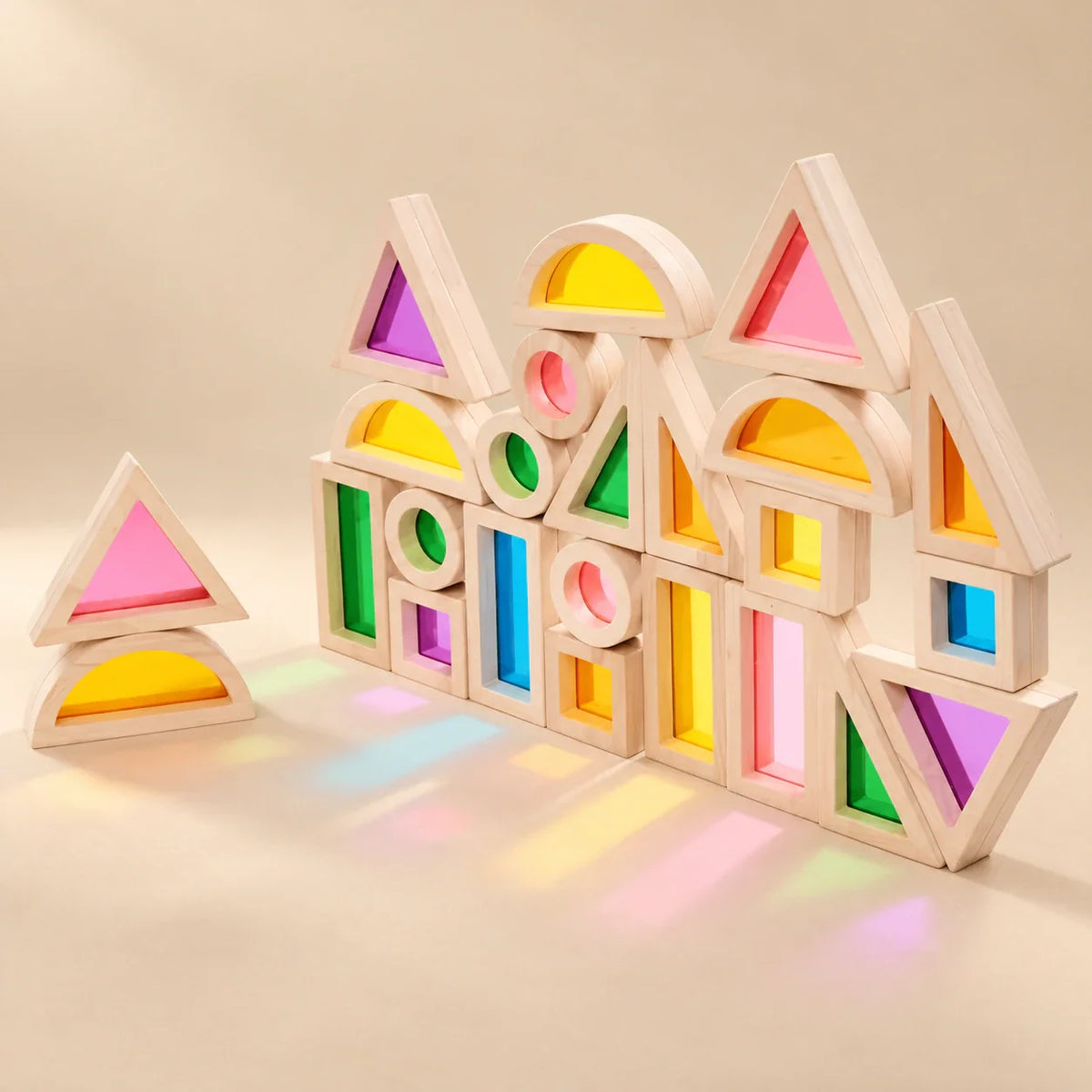 Rainbow Glow Building Blocks | Translucent Toddler Play Set