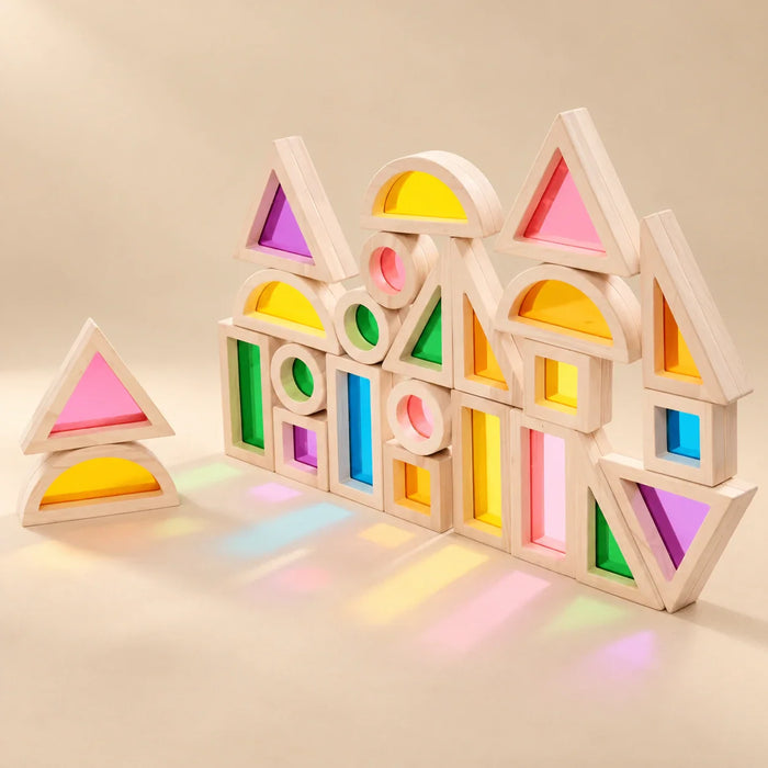 Rainbow Glow Building Blocks | Translucent Toddler Play Set