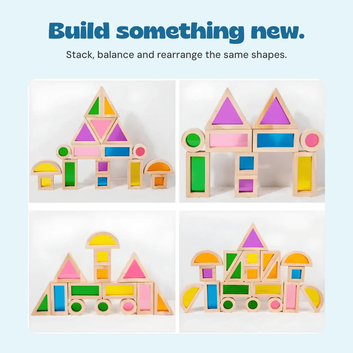 Rainbow Glow Building Blocks | Translucent Toddler Play Set