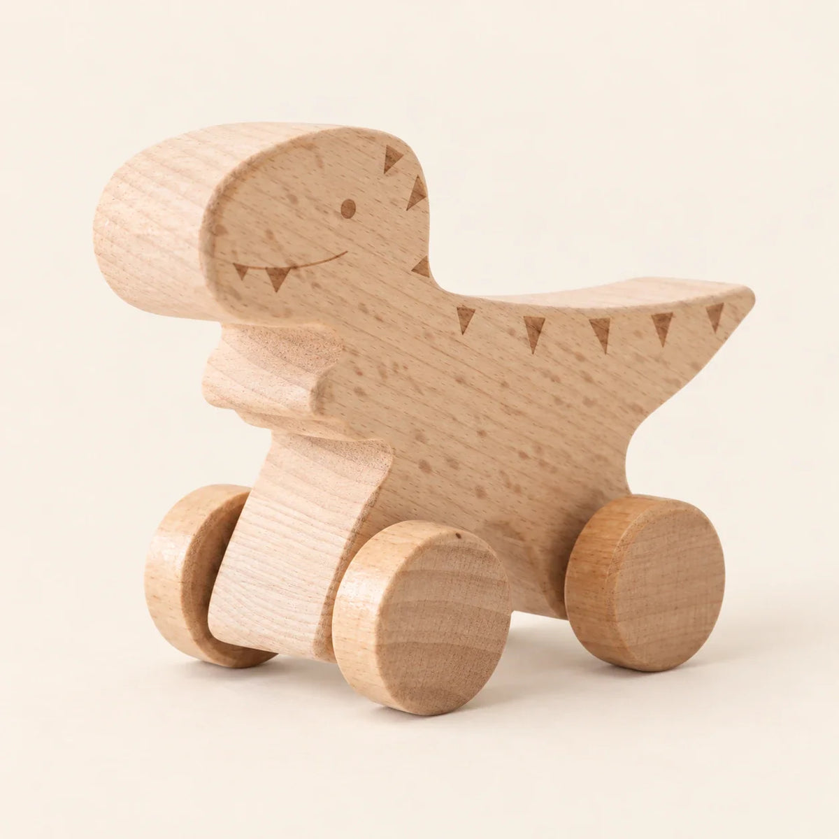 Whimsical Wheels Wooden Push Toys | Toddler Vehicle & Dinosaur Set