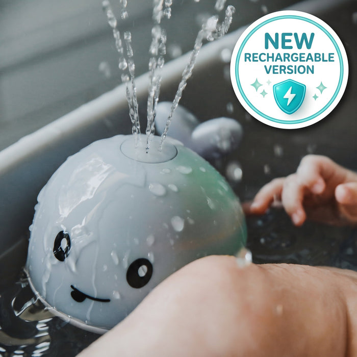 Baby Bisou Whale Bath Toy, Grey